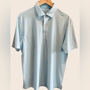 Hickey Freeman Golf Polo Blue and White Stripe Men’s Medium